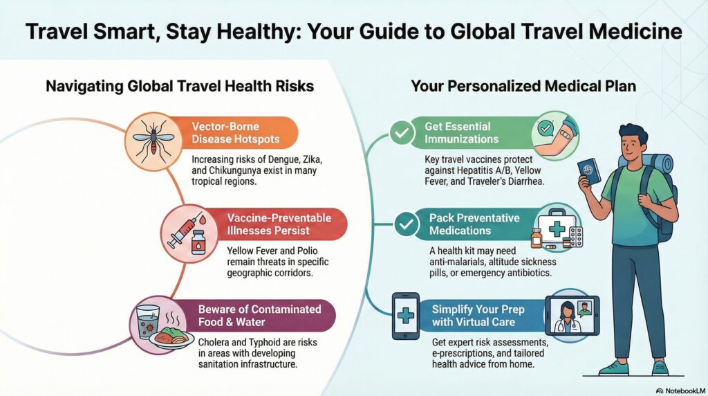 The World Health Organization (WHO) reminds us that travel health is about more than just one shot—it’s about a total prevention plan! From Dengue risks to Malaria prophylaxis, the world is a big place with unique health needs. Canada TravelMED makes following global health standards easy: ✅ Virtual consults based on the latest WHO regional data. ✅ Prescriptions for Twinrix, Dukoral, and Malarone sent to your local pharmacy. ✅ Expert advice for families and travelers with pre-existing conditions. Be a smart traveler. Get your virtual check-up before you pack! Start your journey here: https://www.canadatravelmed.ca/ #WHO #TravelHealth #GlobalTravel #CanadaTravelMED #TravelSmart #Vaccines #Twinrix #Malarone #VirtualCare #SafeTravels #hamon #burlont #oakville #brantford #hamilton #toronto #burlington #mississauga #brampton #brantford
