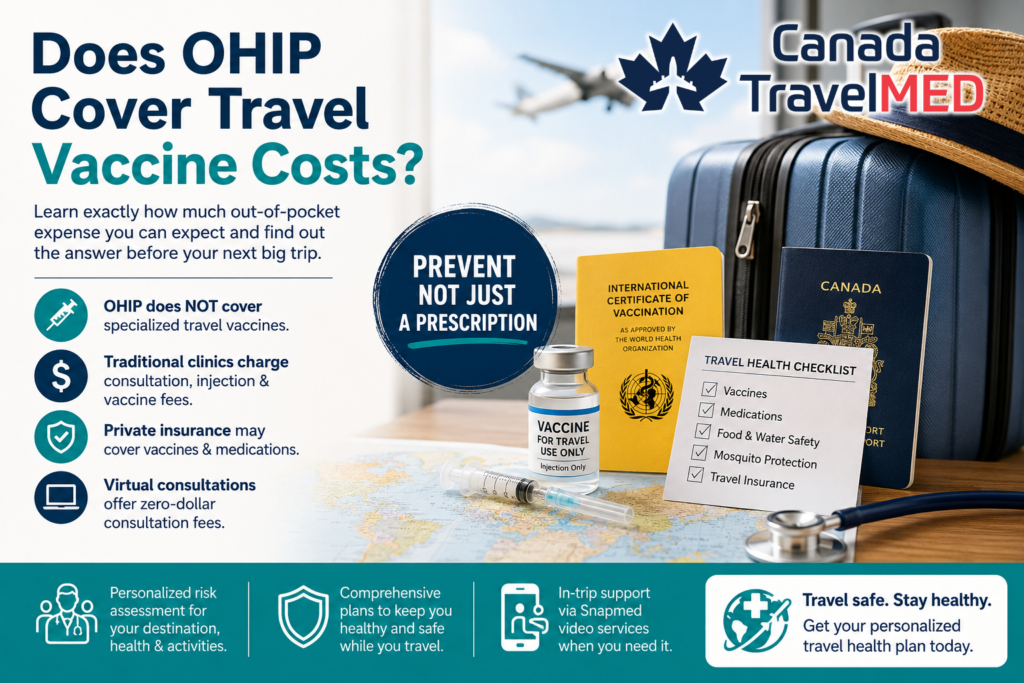 Travel Vaccine Costs? Learn exactly how much out-of-pocket expense you can expect and find out the answer to whether OHIP cover travel vaccines before your next big trip. You have finally booked the tickets and are packing your bags for a well-deserved vacation or an emergency last-minute travel situation. As you double-check your itinerary, a sudden thought crosses your mind about local health risks and staying safe abroad. The stress of planning health for a trip can be overwhelming, especially when trying to figure out the medical costs involved and how to stay protected.